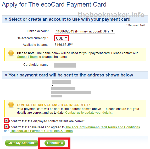 ecoAccount カード発行画面