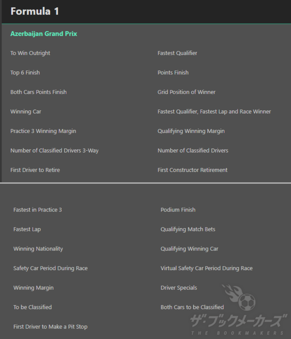 ブックメーカーでF1を楽しむ