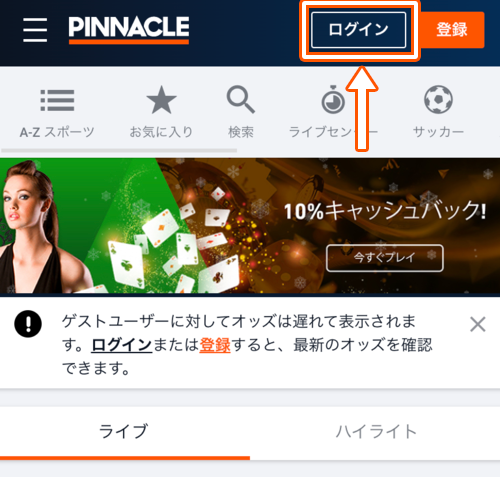 PINNACLEログイン画面