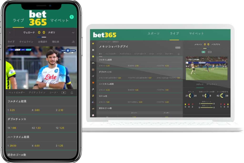Bet365 PC/Mobile画面